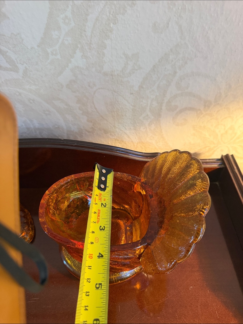 Vintage Amber Glass Turkey  Candy Dish with lid - Picture 4 of 9